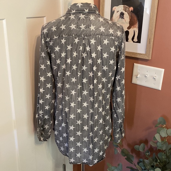 Rails women’s chambray stars gray wash & white button up M Lyocell collar shirt - Picture 9 of 13
